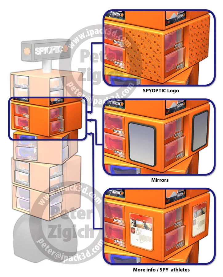 Retail & Exhibits 3d Peter Zigich, Toronto, ON, Canada, creating 3D concepts, photorealistic renderings packaging, POP, display, pallet