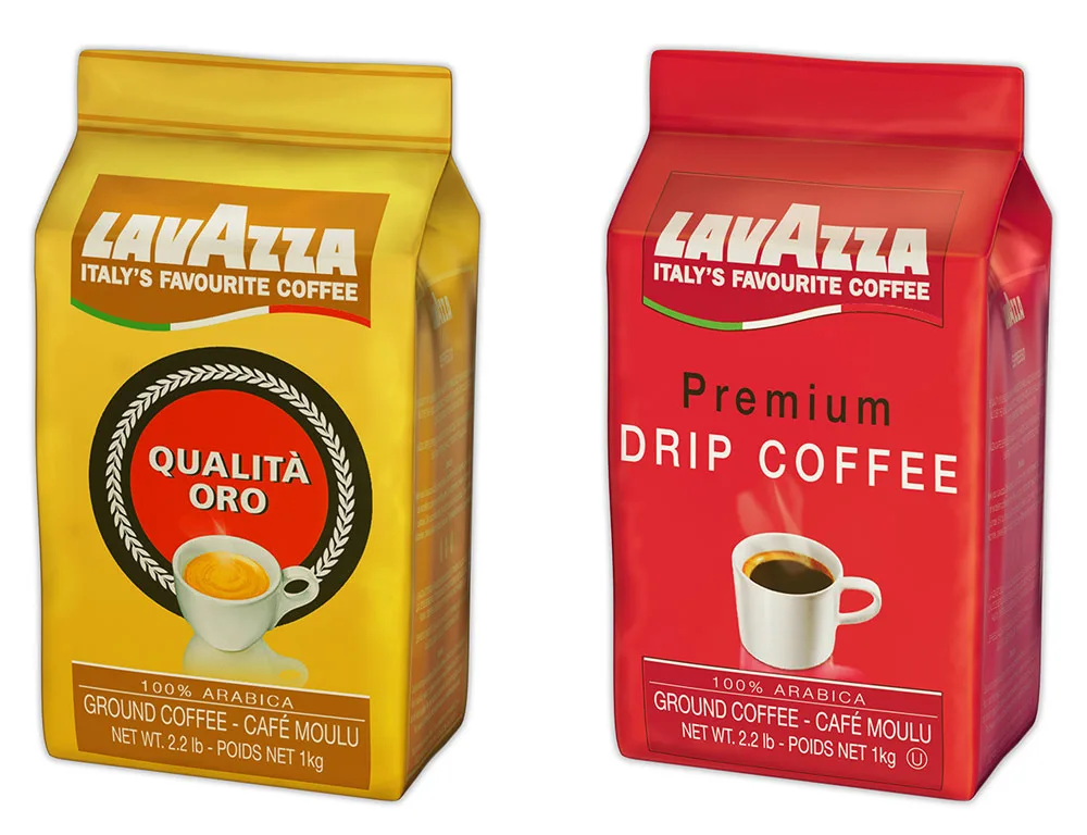 Lavazza - photorealistic products rendering 3d - metal cans, 1 kg bags point-of-purchase visual 3d display. Ideas and concepts. Peter Zigich, Toronto. 3d