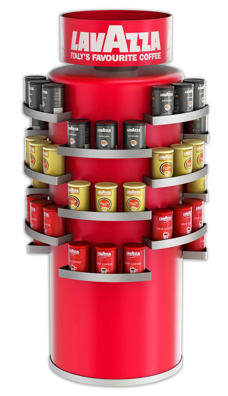 Lavazza POP display 3d - metal cans, 1 kg bags point-of-purchase visual 3d display. Ideas and concepts. Peter Zigich, Toronto. 3d