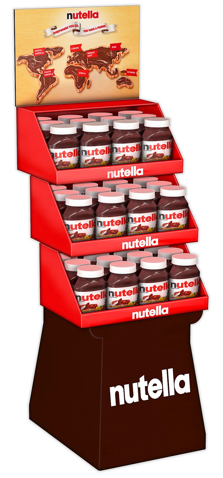 Nutella POP stand up display 3d - point-of-purchase visual 3d for Nutella, Ferrero Rocher. Photo realistic 3d renderings POP displays