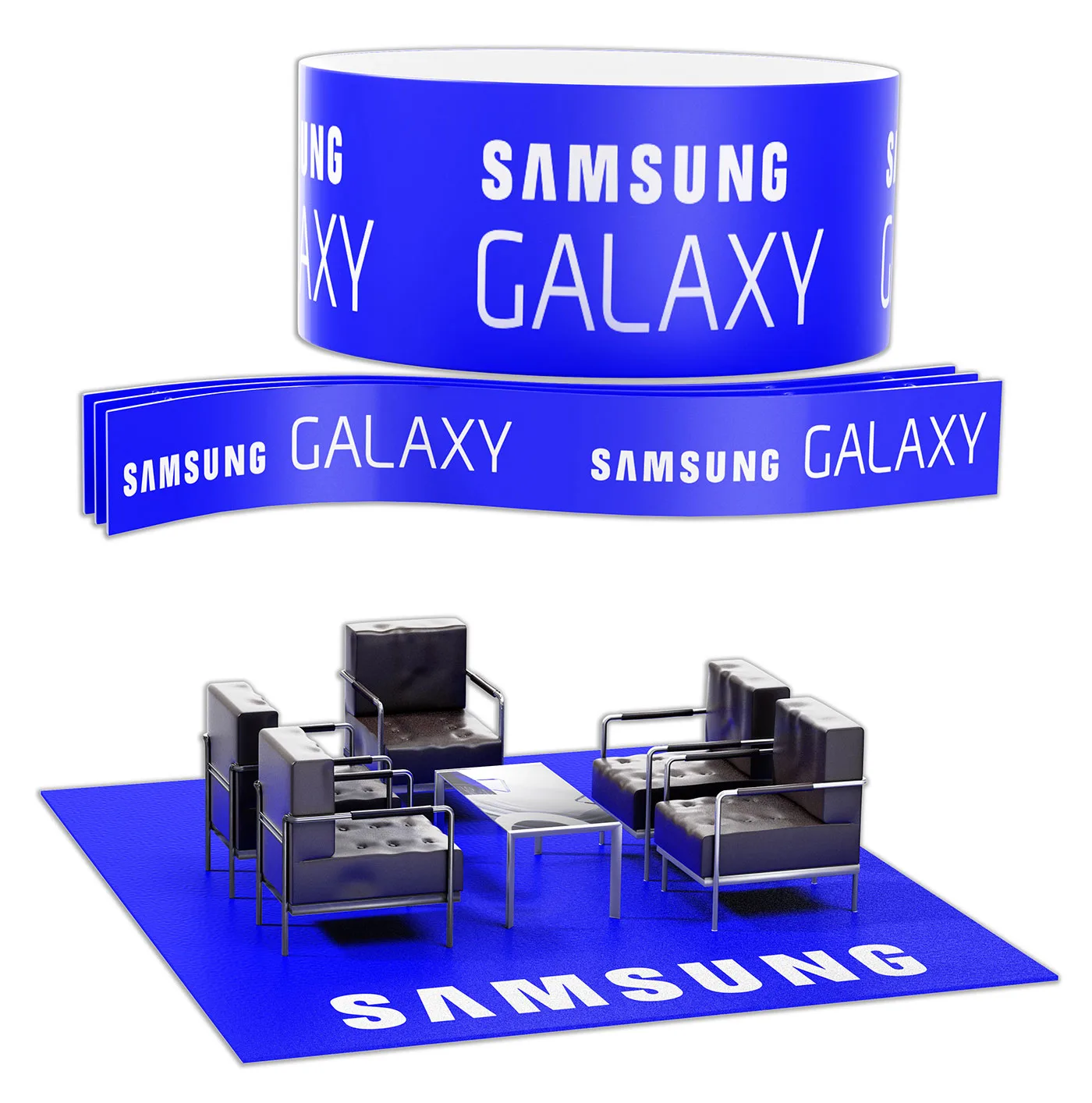 Samsung trade show exhibit conceptual elements of award winning trade show booth exhibit display Peter Zigich, Toronto. 3d