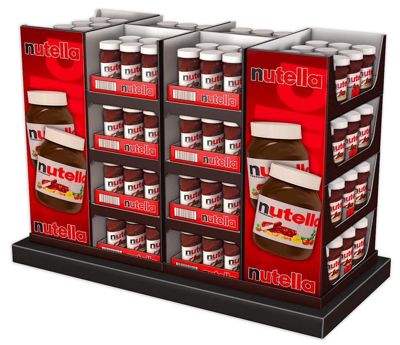 Nutella half pallet 3d - point-of-purchase visual 3d for Nutella, Ferrero Rocher. Photo realistic 3d renderings POP displays
