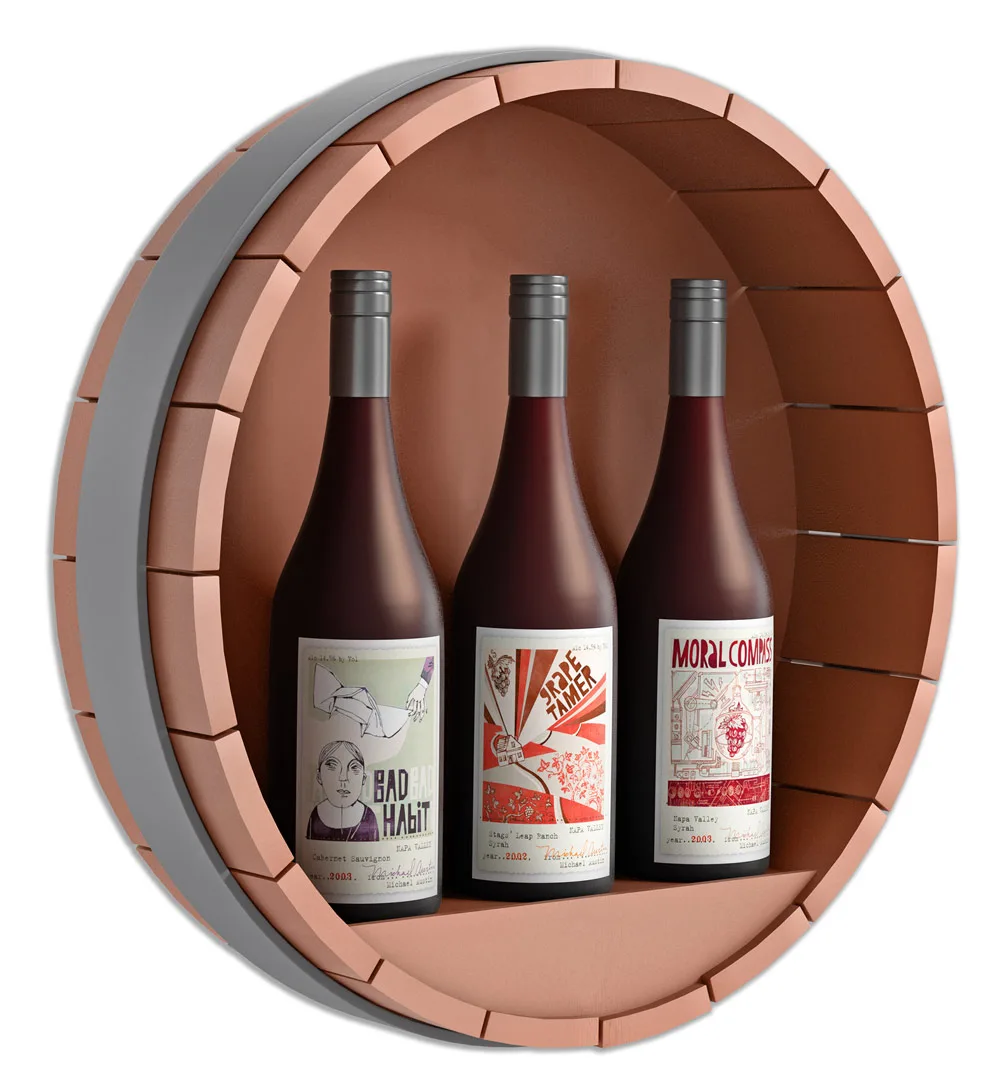 Wine oak barrel POP display 3D concepts - point-of-purchase creative and unique POP displays - 3d wine oak barrels. pitch new ideas and concepts to client. Peter Zigich, Toronto. 3d