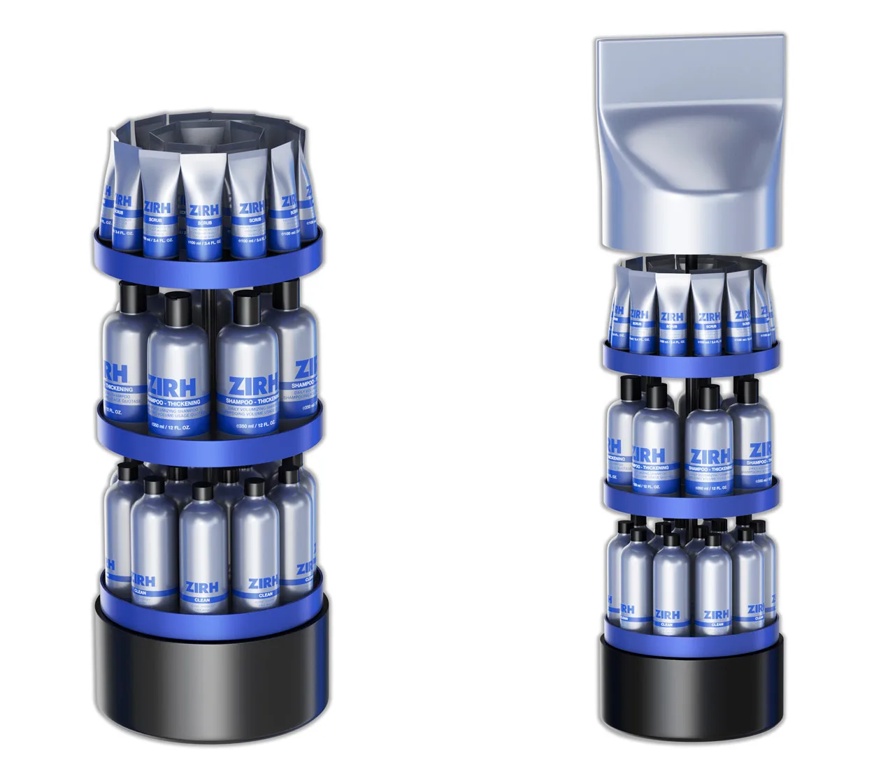 ZIRH products and POP 3D concepts - point-of-purchase visual 3d for cosmetics company ZIRH. Peter Zigich, Toronto. 3d